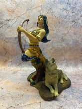 Load image into Gallery viewer, Resilient Tribal Warrior Woman Statue with Loyal Wolf, Exquisite Resin Craftsmanship, 22x17cm – Empowering Home Decor-OsirisTradingUK