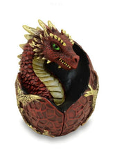 Load image into Gallery viewer, Mythical Red Dragon Egg – Fantasy Collectible Hatchling – Gothic Decor Dragon Ornament