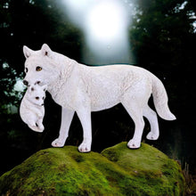 Load image into Gallery viewer, Mother Wolf and Pup Figurine – White Wolves Wildlife Ornament by Nemesis Now