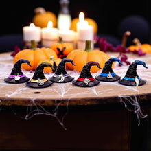 Load image into Gallery viewer, Positive Energy Witch’s Hats Set of 6 Miniature Wiccan Ornaments Spiritual Decor