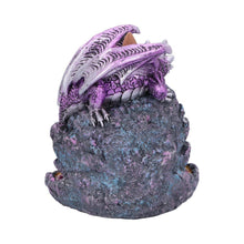 Load image into Gallery viewer, Vivid Purple Dragon Geode Incense Cone Burner – Resin Fantasy Sculpture 14cm