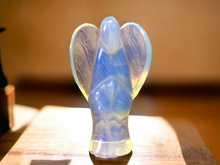 Load image into Gallery viewer, Opalite Angel Figurine - Hand-Carved, Serene Home Decor Guardian Angel, Healing Crystal, Comes with Velvet Pouch 5cm tall-OsirisTradingUK