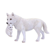 Load image into Gallery viewer, Mother Wolf and Pup Figurine – White Wolves Wildlife Ornament by Nemesis Now