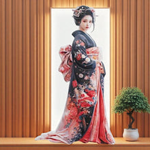 Laden Sie das Bild in den Galerie-Viewer, Elegant Geisha Embossed Metal Plaque | Traditional Kimono Wall Art | Japanese Style