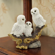 Load image into Gallery viewer, Snowy Owl Family Wildlife Resin Sculpture Woodland Nature Ornament Gift 17.5cm