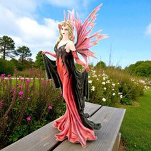 Load image into Gallery viewer, Gothic Fairy Figurine Pink Black Enchanted Wings Ornament Fantasy Resin Statue 55cm
