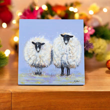 Load image into Gallery viewer, TOGETHER WE STAND Sheep Ceramic Art Tile 20x20 cm by Pankhurst Gallery | Ready to Hang | Beautiful Farmhouse Decor Gift