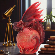 Laden Sie das Bild in den Galerie-Viewer, Gothic Fiery Crimson Mars Dragon Fantasy Statue Martian globe Mythical Decor