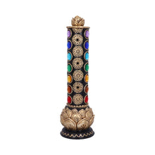 Load image into Gallery viewer, Chakra Totem Incense Burner 31cm - Multicolored Lotus Design, Resin Aromatherapy Holder, Hand-Painted