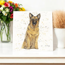 Load image into Gallery viewer, Bree Merryn Gunner Alsatian Art Tile 20x20cm - Ready to Hang
