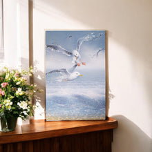 Load image into Gallery viewer, GULLS Ceramic Art Tile by D. Finney | 30x20 cm | Wall Hanging Decor | Seaside Nature Art in Gift Box