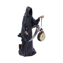 Laden Sie das Bild in den Galerie-Viewer, Grim Reaper Holding Clock Figurine Macabre Fantasy Statue Gothic Horror Home Decor