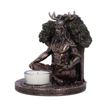 Laden Sie das Bild in den Galerie-Viewer, Cernunnos Celtic God Bronze Tealight Holder | Pagan Decor | Handcrafted Resin 13.5cm