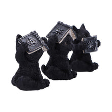 Laden Sie das Bild in den Galerie-Viewer, Three Wise Spell Cats Gothic Set Witchy Figurines Occult Pagan Wiccan Gifts Statue
