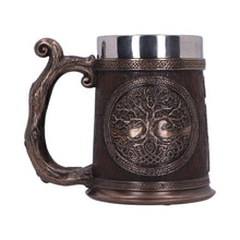 Load image into Gallery viewer, Tree of Life Tankard 16cm | Bronze Celtic Design Mug with Stainless Steel Insert