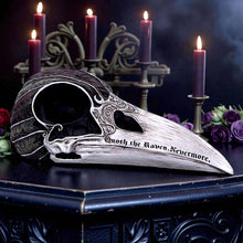 Load image into Gallery viewer, Quoth The Raven Skull Figurine Ornament Sculpture Gothic Edgar Allan Poe Decor