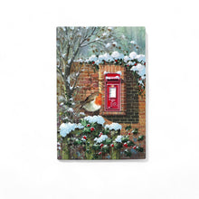 Load image into Gallery viewer, ROBIN AND CHRISTMAS POST Ceramic Art Tile by R. Fathers 30x20cm, Ready to Hang, Holiday Décor
