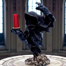 Laden Sie das Bild in den Galerie-Viewer, Dark Reaper Candle Stand Gothic Horror Skull Pile Sculpture Halloween Decor