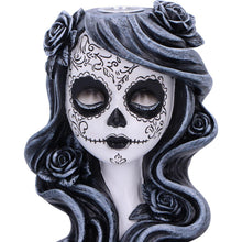 Laden Sie das Bild in den Galerie-Viewer, Gothic Backflow Incense Burner Day of the Dead Lady Skull Holder Halloween Art