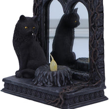 Load image into Gallery viewer, Magic Mirror Cat Figurine – 21cm Gothic Mirror with Cat and Candle Decor