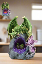 Load image into Gallery viewer, Enchanting Dragon with LED Light | Mystical Fantasy Decor | Unique Dragon Egg Sculpture | Resin Collectible Ornament