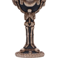 Laden Sie das Bild in den Galerie-Viewer, 3 Wise Skeleton Goblet Gothic Skull See No Evil Chalice Halloween Decor Drinkware