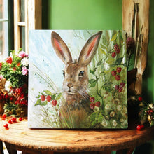 Load image into Gallery viewer, BLACKBERRY HARE Ceramic Art Tile by Judith Yates 20x20 cm | Wall-Ready Decor | Exquisite Gift in Box"