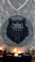 Load image into Gallery viewer, Black Wolf Celtic Pagan Wall Hanging Resin Plaque - Mystical Wiccan Home Decor 20cm