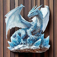 Laden Sie das Bild in den Galerie-Viewer, Ice Dragon Metal Wall Plaque | Embossed Fantasy Decor | 41.5x40cm Gothic Dragon Art