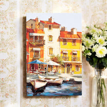 Load image into Gallery viewer, Mediterranean Waterfront 2 Ceramic Art Tile by Brent Heighton | 30x20cm Wall Decor | Coastal Home Decor | Ready to Hang