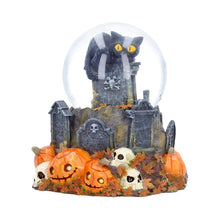 Load image into Gallery viewer, Halloween Black Cat Snow Globe Pumpkin Graveyard Skull Gothic Ornament