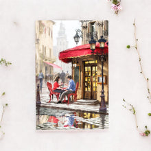 Load image into Gallery viewer, Romantic Bistro Art Tile MacNeil Studios - Ceramic Wall Decor 30x20 cm | Café Scene Painting | Ready to Hang