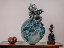 Load image into Gallery viewer, Emerging Dragon Hatchling on Geode - Mystical Fantasy Figurine - Collector's Resin Dragon Sculpture - Sparkling Crystal Egg - 12.5cm Tall-OsirisTradingUK
