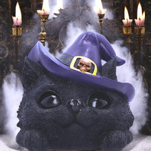 Load image into Gallery viewer, Familiar Grin Black Cat Head Ornament with Light-Up Eyes – 13.8cm Halloween Decor