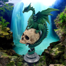Laden Sie das Bild in den Galerie-Viewer, Green Skull Dragon Figurine - Gothic Fantasy Resin Sculpture Home Decor Ornament