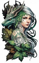 Load image into Gallery viewer, Dragon Companion Fantasy Metal Sign - Enchanting Lady &amp; Mythical Beast Wall Art
