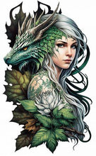Charger l'image dans la galerie, Dragon Companion Fantasy Metal Sign - Enchanting Lady & Mythical Beast Wall Art-OsirisTradingUK