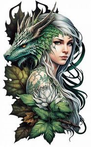 Dragon Companion Fantasy Metal Sign - Enchanting Lady & Mythical Beast Wall Art