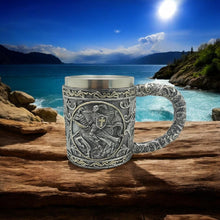 Load image into Gallery viewer, Medieval Knight Mug Templar Crusader Tankard Gothic Drinkware Fantasy Cup