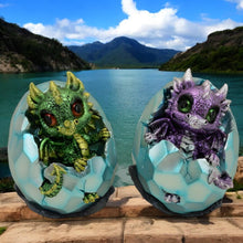 Load image into Gallery viewer, Dragon Hatchling Coin Banks 12cm - Mythical Baby Dragons in Crystal Egg Piggy Banks