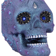 Laden Sie das Bild in den Galerie-Viewer, Gothic Jewelled Skull Figurine Gemstone Eyes Halloween Art Decor Ornament Gift