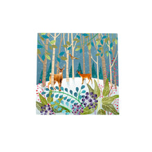 Load image into Gallery viewer, DEER STANDING IN THE WOODS Ceramic Art Tile by S. Jones 20x20 cm - Ready to Hang