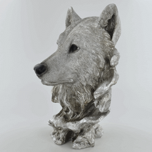 Load image into Gallery viewer, Antique Silver Wolf Head Bust Sculpture Wild Animal Statue Gift Ornament