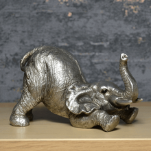 Load image into Gallery viewer, Antique Silver Effect Elephant Statue Ornament Wild Animal Gift Safari Sculpture-OsirisTradingUK