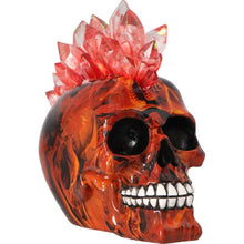 Laden Sie das Bild in den Galerie-Viewer, Red Crystal LED Skull with Mohawk Gothic Punk Statue Horror Fantasy Figurine Art