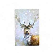 Load image into Gallery viewer, DEER IN SNOW FALL Ceramic Art Tile by P.F. Johnson 30X20cm - Ready to Hang, Winter Wildlife Wall Art, Christmas Gift