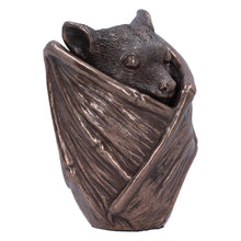 Load image into Gallery viewer, Bronze Bat Snuggle Box 8.5cm | Hand-Painted Gothic Decor | Cast Resin Bat Storage