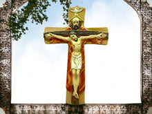 Load image into Gallery viewer, Sacred Resin Holy Trinity Wall Cross - 20cm Spiritual Crucifix with Divine Figurines, Religious Home Decor, Blessed Wall Hanging-OsirisTradingUK