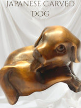 Load image into Gallery viewer, Miniature Japanese Netsuke Hand-Carved Wooden Dog – Signed by Artist – 4.5 x 4 cm