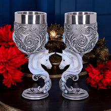 Load image into Gallery viewer, Enchanted Hearts Unicorn Goblets (Set of 2) - Twin Heart Shaped Mystical Cups 18.5cm